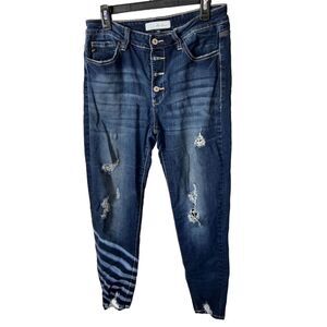 KanCan Women's High Rise Distressed Skinny Jeans Blue Size 11